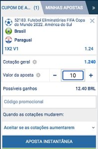 brasil paraguai comparativo de odds