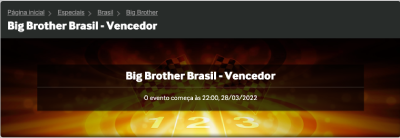 betway big brother brasil vencedor odds